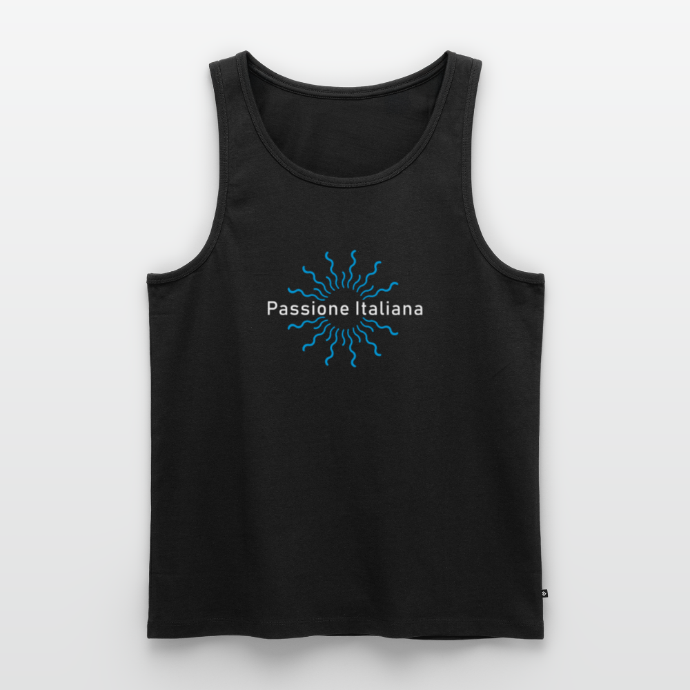 Ärmelloses schwarzes Tanktop aus 100% Baumwolle mit zentralem Print und Scoop-Ausschnitt