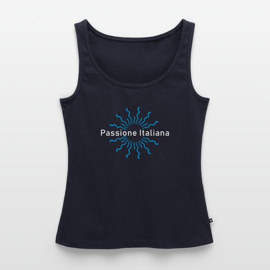 Sommerliches Statement-Tanktop in Schwarz mit zentralem Print und nachhaltiger Stoffqualität - Navy