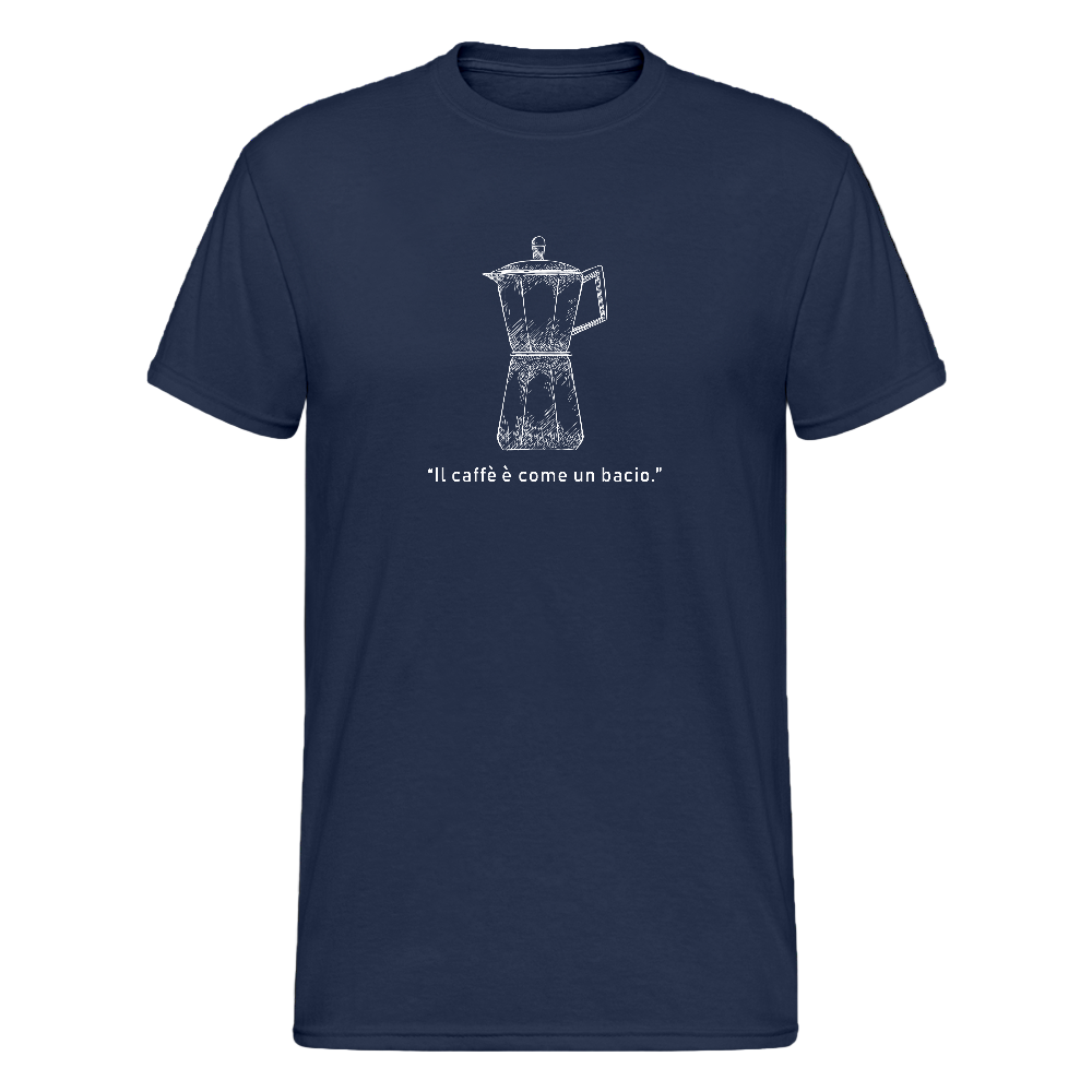 Men’s T-Shirt „Il caffè è come un bacio“ – Italienische Kaffeekultur mit Charakter