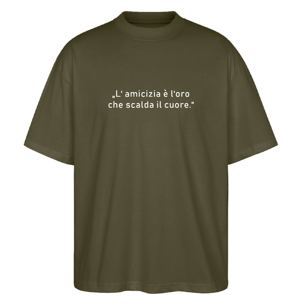 Stanley/Stella Blaster 2.0 T-Shirt mit inspirierendem Zitat über Freundschaft und mediterranem Flair - Khaki