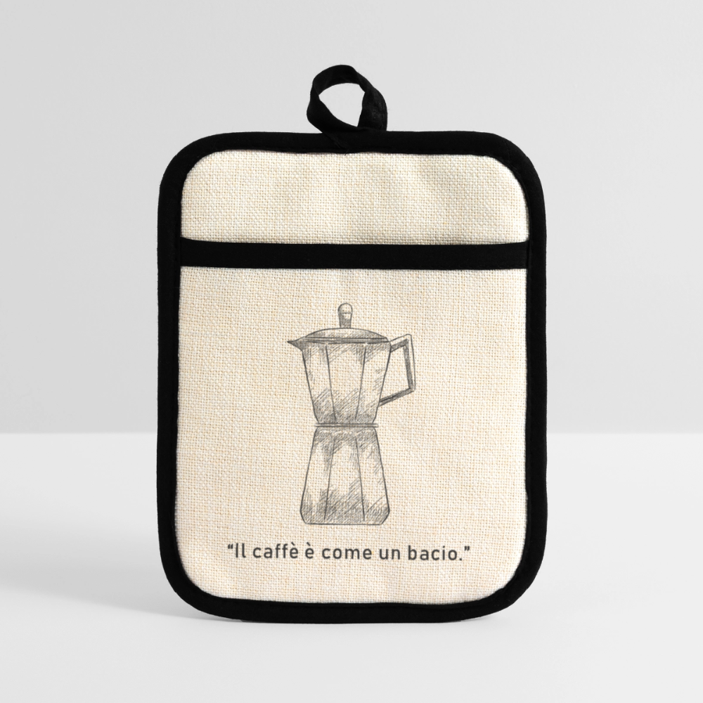 Topflappen mit Gummirückseite - Leinen/Schwarz 