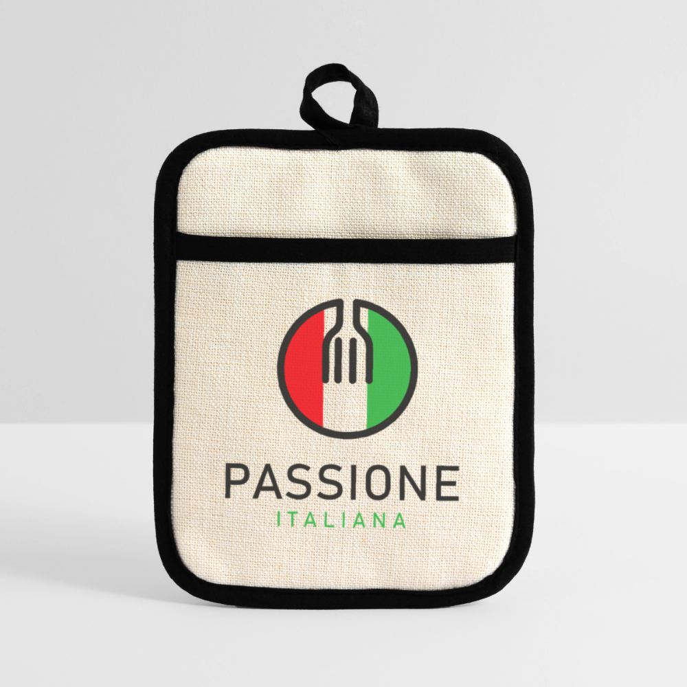 Topflappen mit Gummirückseite - Leinen/Schwarz Passione Italiana