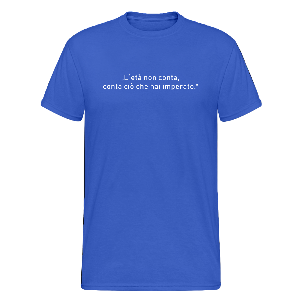 Gildan Heavy T-Shirt mit inspirierendem Zitat über Lebenserfahrung und klassischem Schnitt - Königsblau