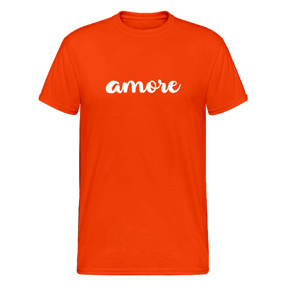 Minimalistisches Liebes-Shirt in  weißer Schrift – italienisches Design für romantische Looks - kräftig Orange