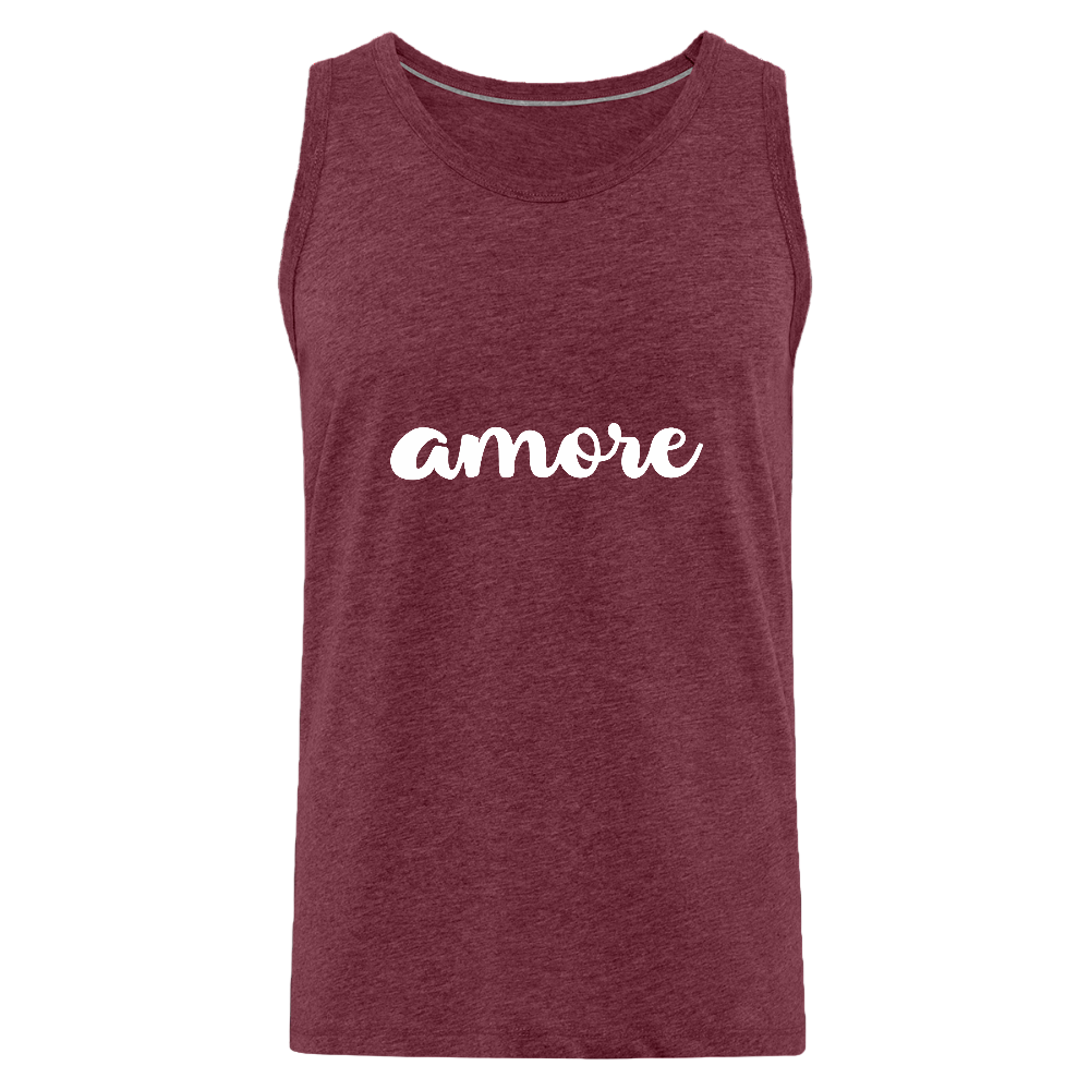 Bordeauxrot meliertes Tank Top mit weißem „amore“-Print – modisches Statement für warme Tage


