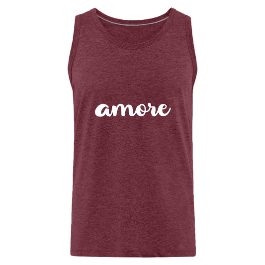 Bordeauxrot meliertes Tank Top mit weißem „amore“-Print – modisches Statement für warme Tage

