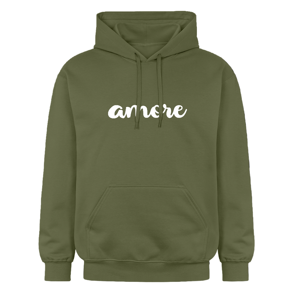 Hoodie mit Kängurutasche und „amore“-Print – Teil der Passione Italiana Kollektion - Militärgrün
