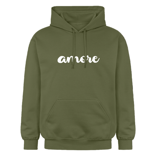 Hoodie mit Kängurutasche und „amore“-Print – Teil der Passione Italiana Kollektion - Militärgrün
