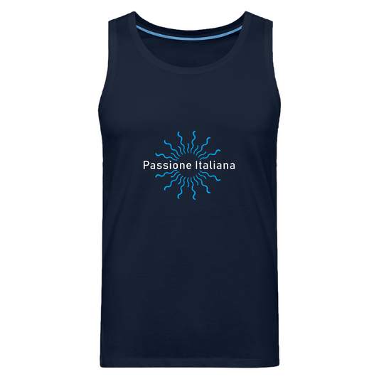 Fair produziertes Statement-Tanktop mit italienischem Design und stilisiertem Sonnenstrahlen-Motiv - Navy