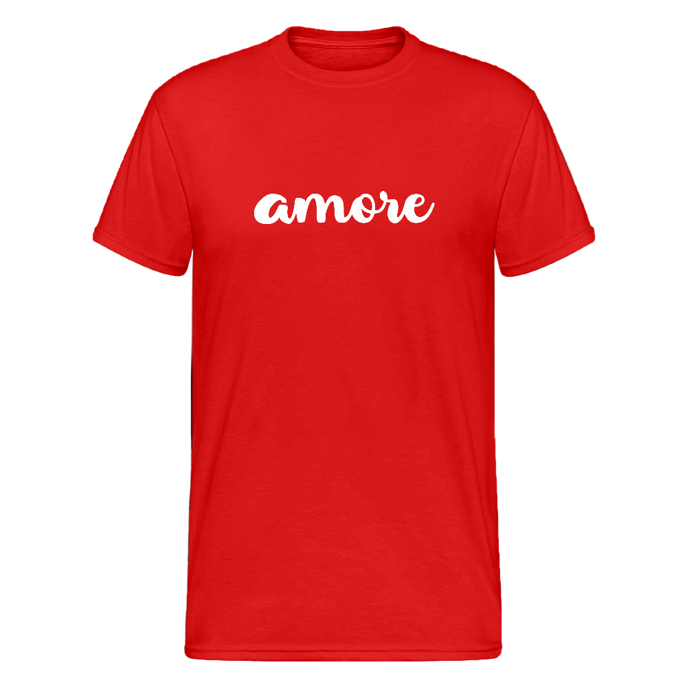 Italienisches Statement-Shirt in Schwarz mit handgeschriebenem „amore“-Print – Symbol für Liebe und Stil - Rot