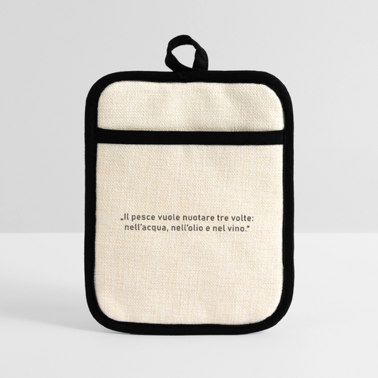 Topflappen mit Gummirückseite - Leinen/Schwarz Passione Italiana Shop