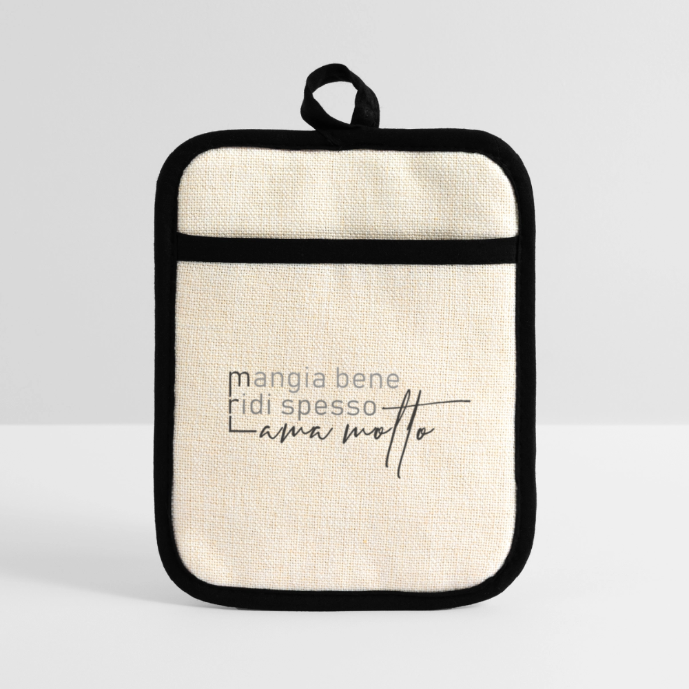 Topflappen mit Gummirückseite - Leinen/Schwarz Passione Italiano