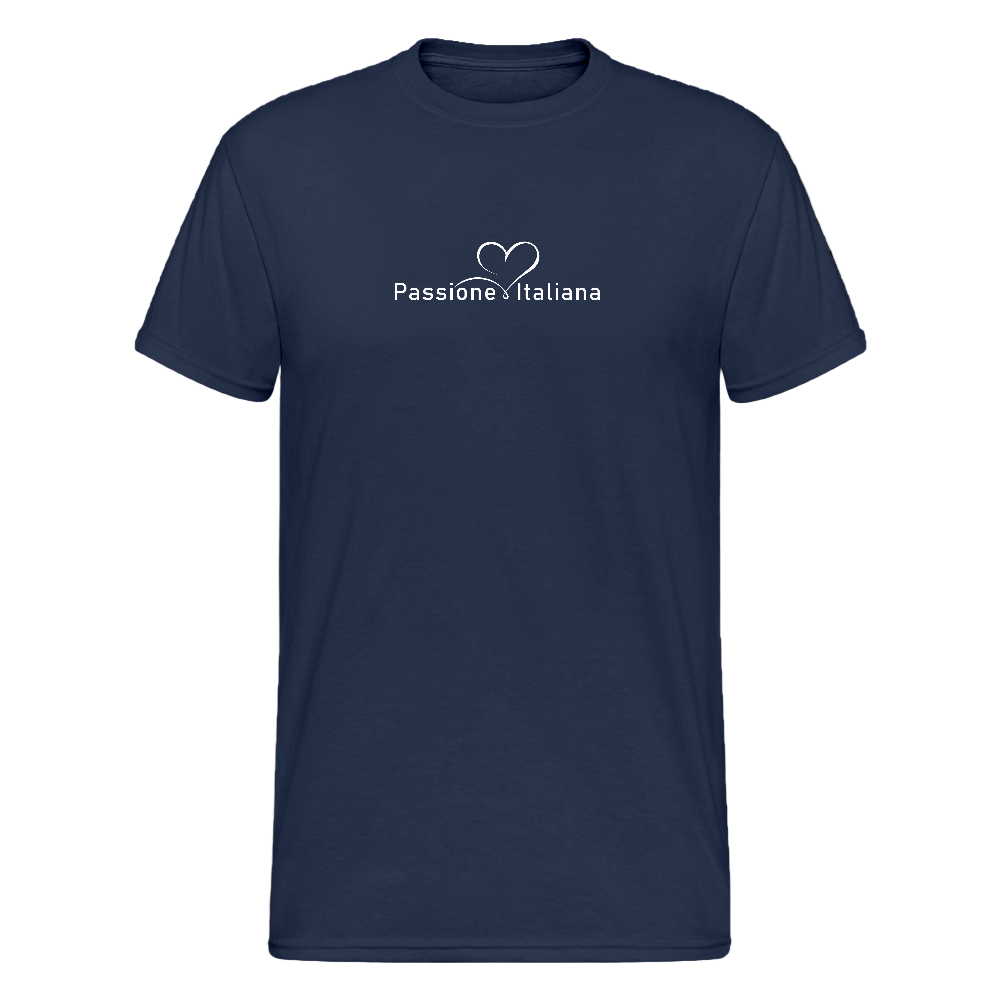 T-Shirt mit stilisiertem Herz und Besteck – Passione Italiana Design für nachhaltige Streetwear - Navy