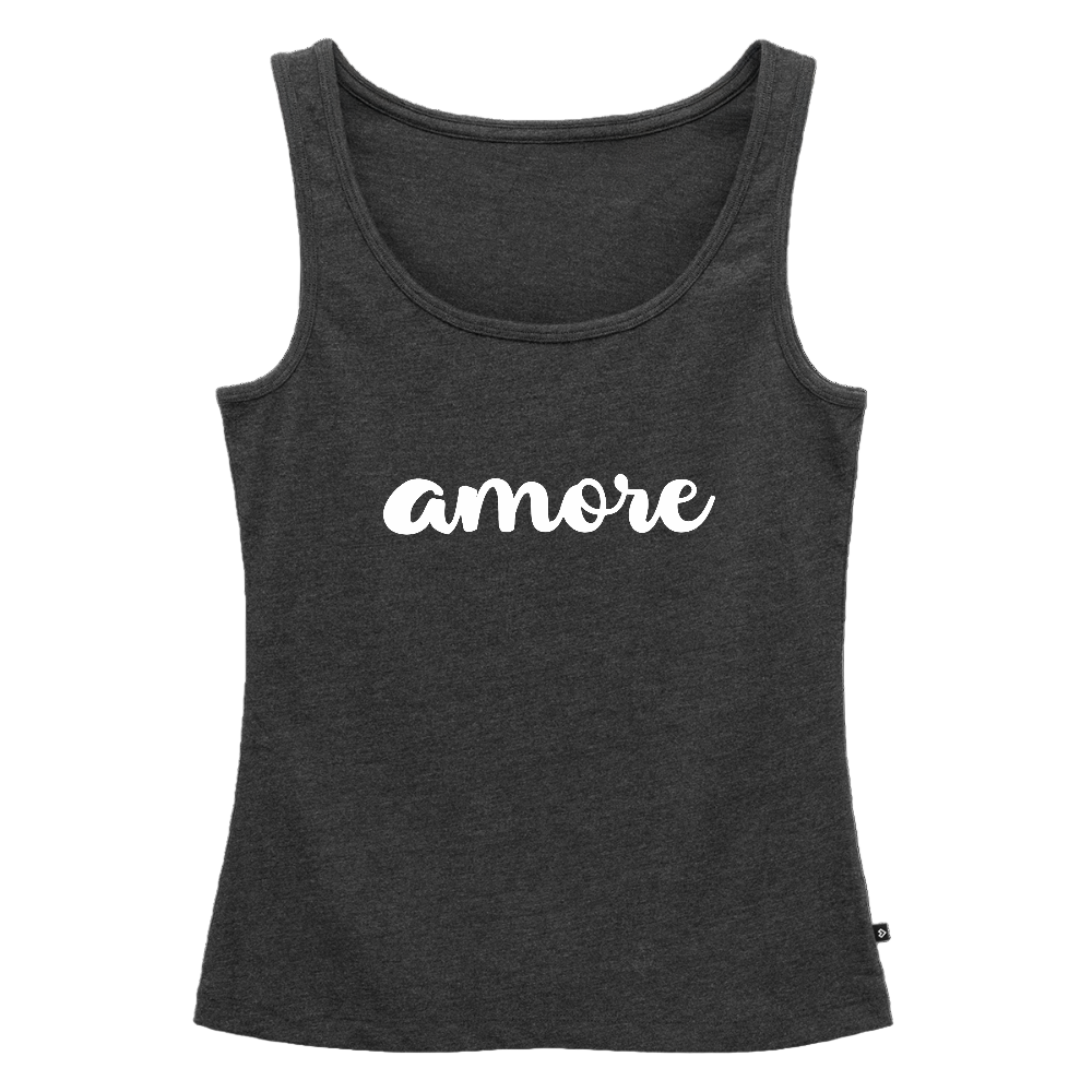 Premium Tank Top mit elegantem „amore“-Print – Teil der Passione Italiana Kollektion - Anthrazit meliert