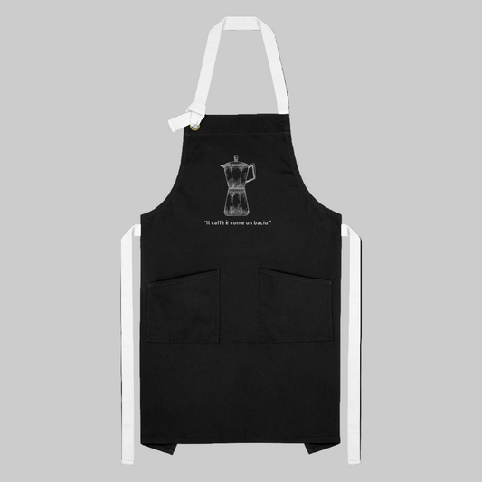 Schürze mit Moka-Illustration und romantischem Spruch – ideal für Kaffeeliebhaber:innen