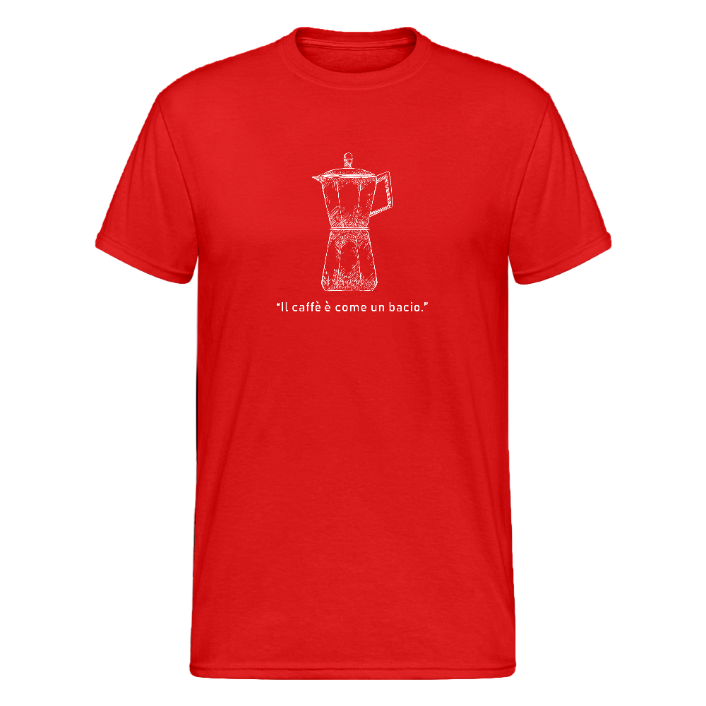 Men’s T-Shirt „Il caffè è come un bacio“ – Italienische Kaffeekultur mit Charakter - Rot