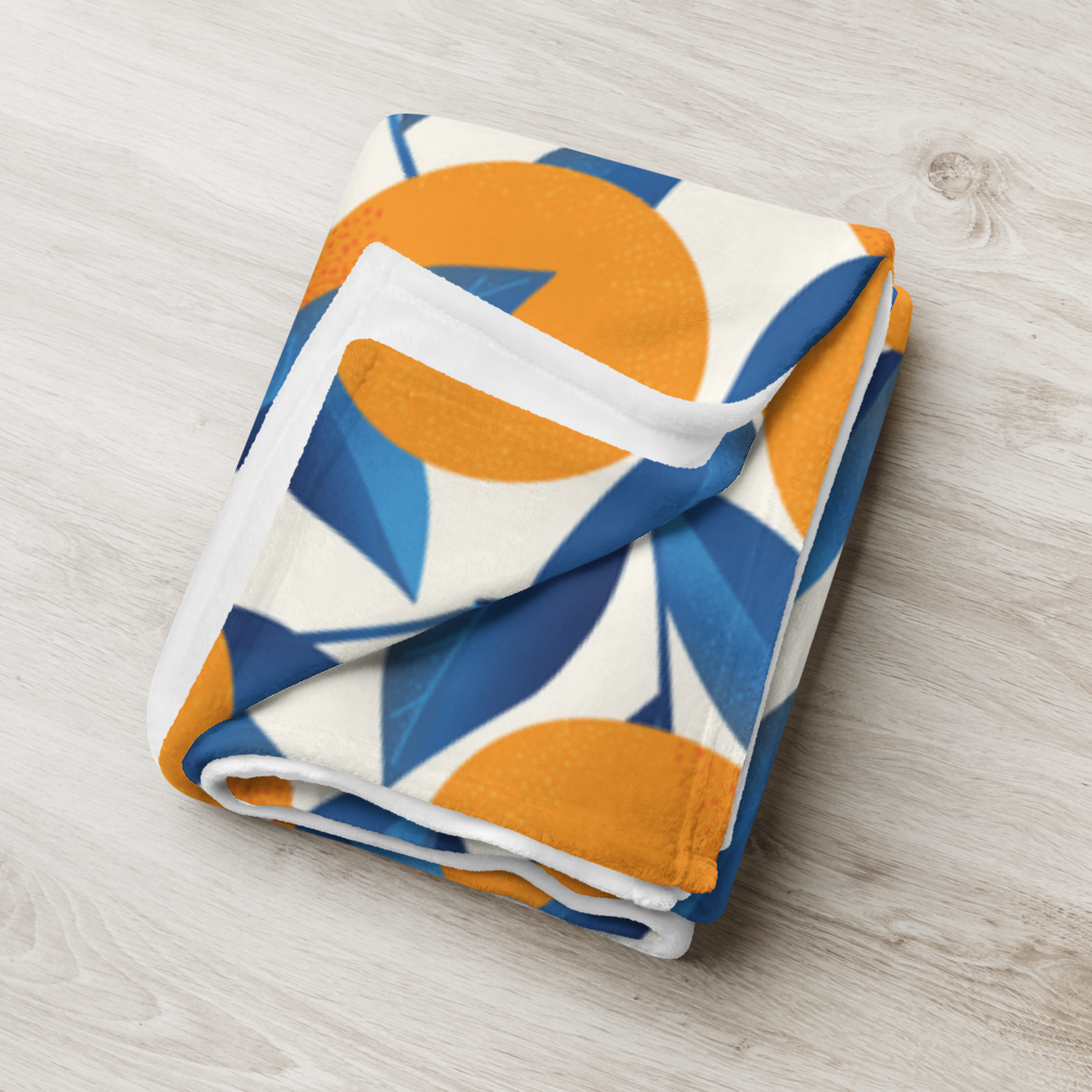 Stylische Decke mit grafischem Orangenmotiv, ideal für Interior-Deko oder Geschenkideen